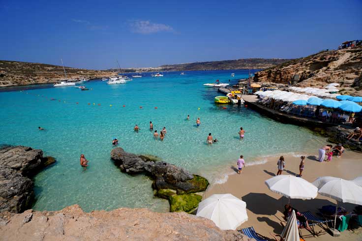 Blue lagoon on Comino island a small island off Gozo Malta